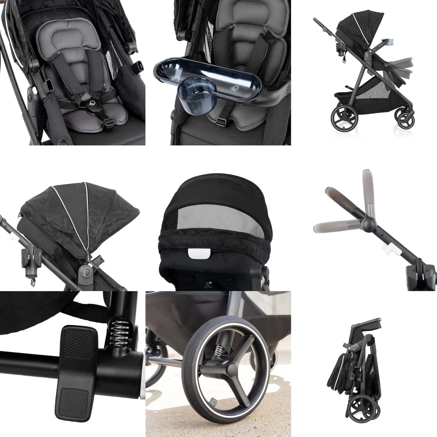 Cochecito Evenflo Shyft Intuiti+ (Dubhan Black) | 6 modos de uso, d...