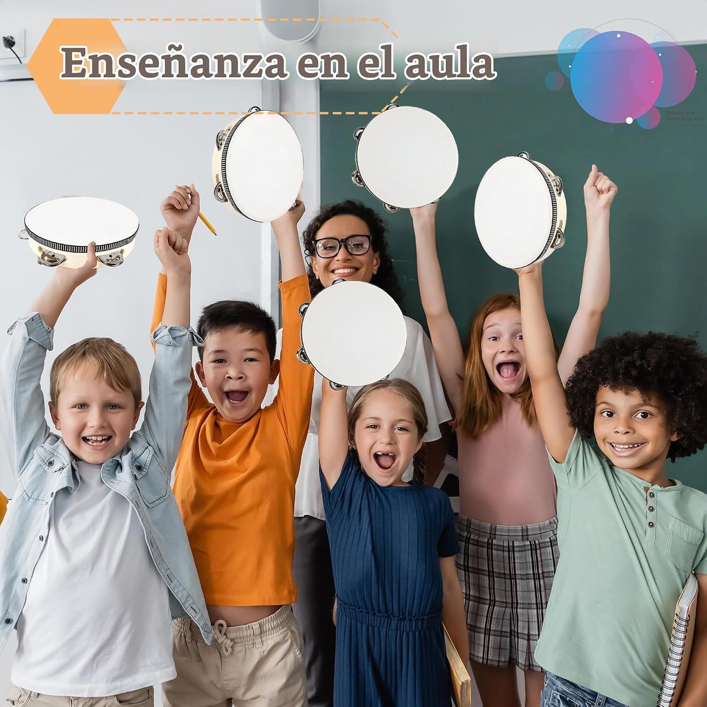 6 unidades de panderetas de boda para adultos, tambores de mano de...