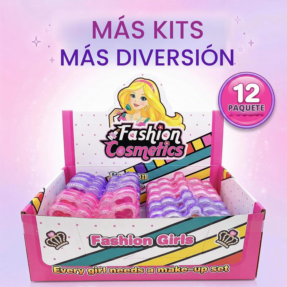 Kit de maquillaje para niños para niñas, estuche de paleta de cosmé...