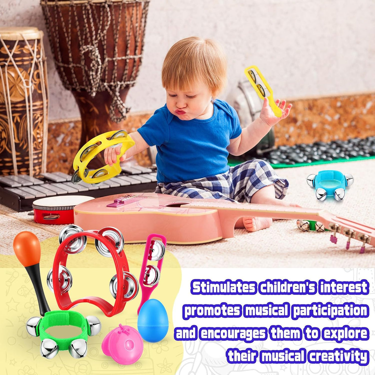 Silipull Juego de 36 piezas de instrumentos musicales Shaker para n...