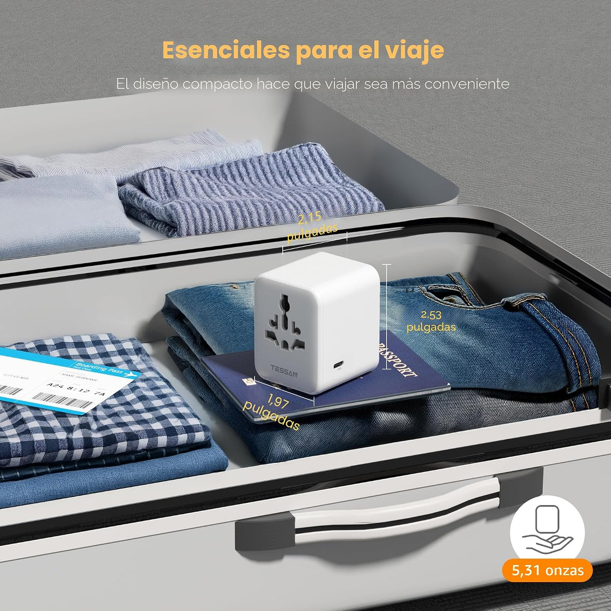 TESSAN Adaptador de viaje universal 28W, adaptador de corriente | A...