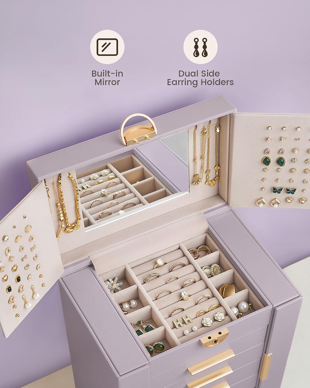 Lolalet Joyero organizador grande para mujer, organizador de joyas...