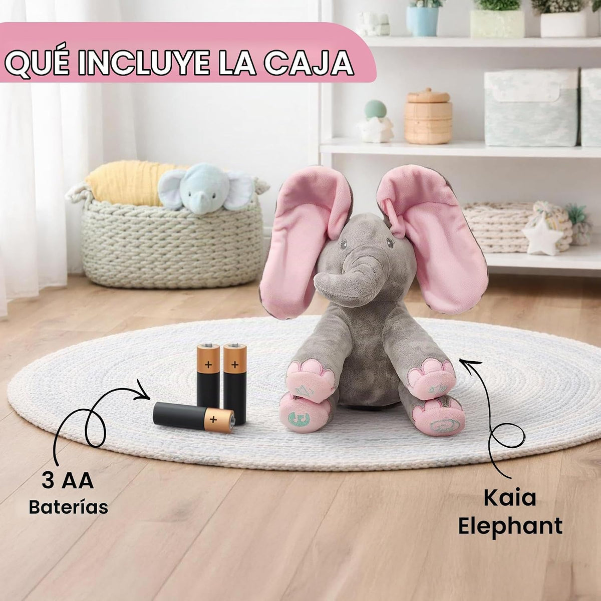Dimple Kaia Elefante de Peluche Animado - Elefante Rosa de Peluche...