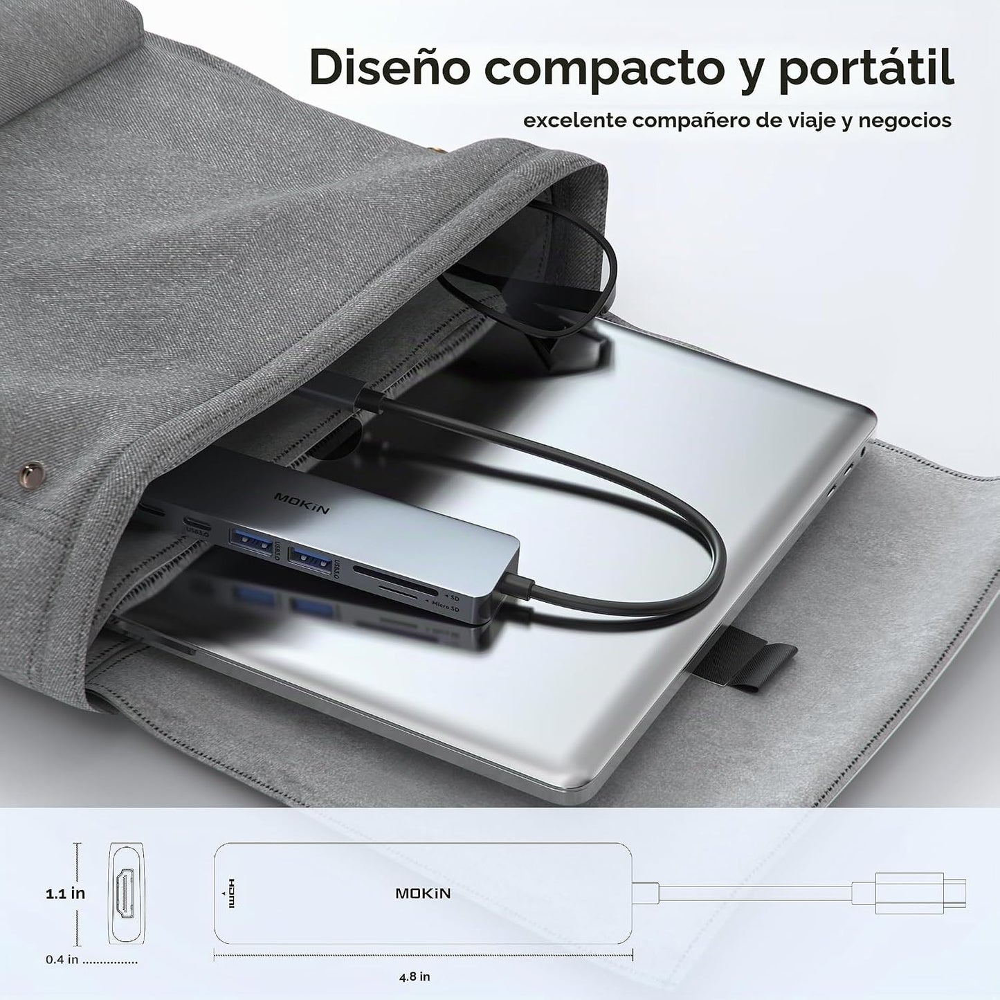 MOKiN Adaptador HDMI USB C Hub, dongle 7 en 1 con lector de tarjeta...