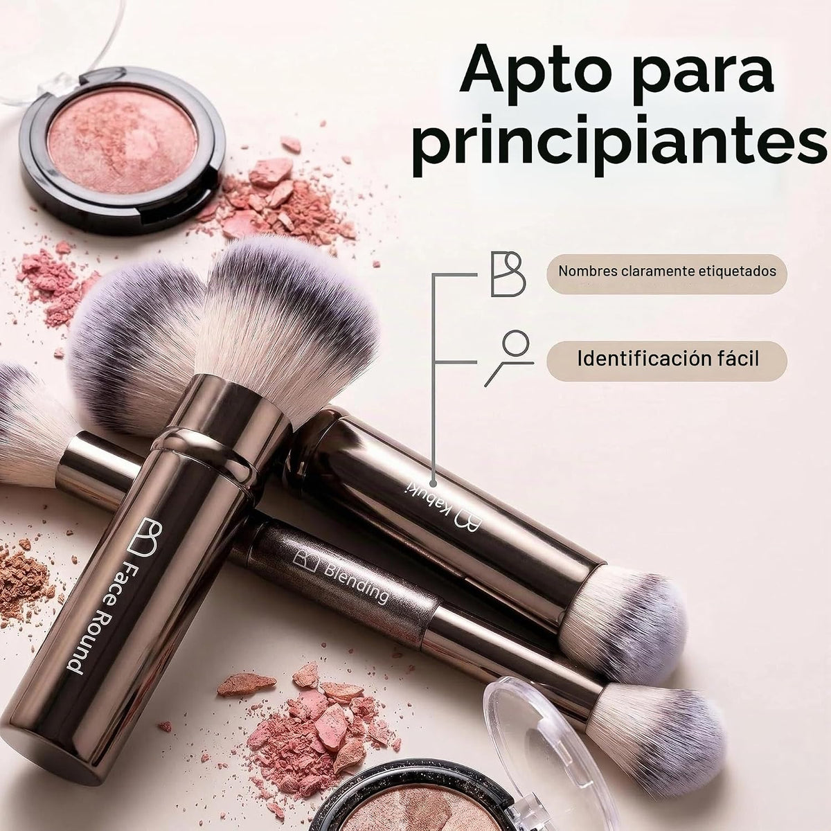 Juego de brochas de maquillaje profesional con estuche de viaje, 20...