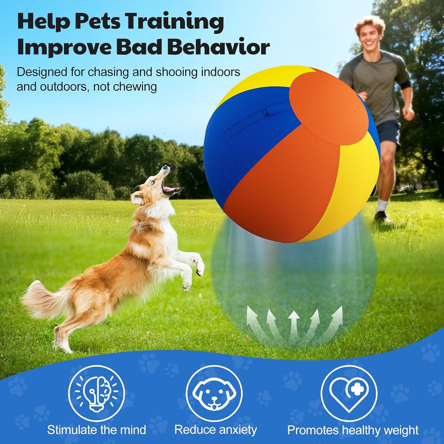 Happypaw Pelota de pastoreo 3.0 mejorada de 18 pulgadas para perros...