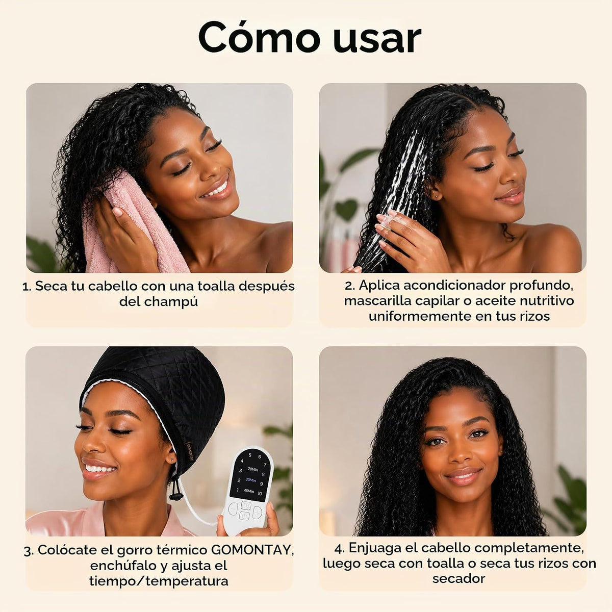 GOMONTAY - Gorro de tratamiento térmico para acondicionamiento prof...