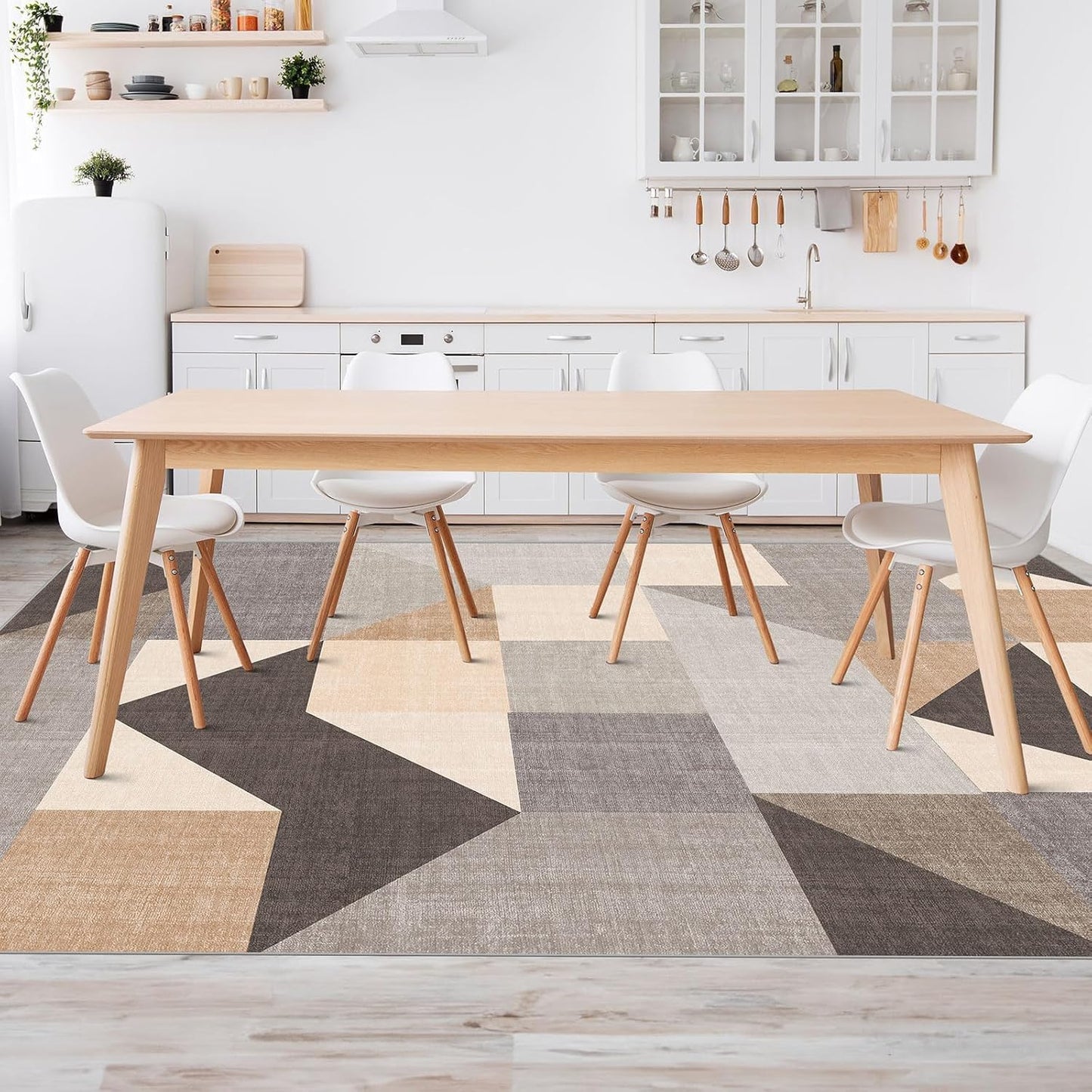 HOMFINE Alfombra lavable moderna de 5 x 7 pies, estilo geométrico,...