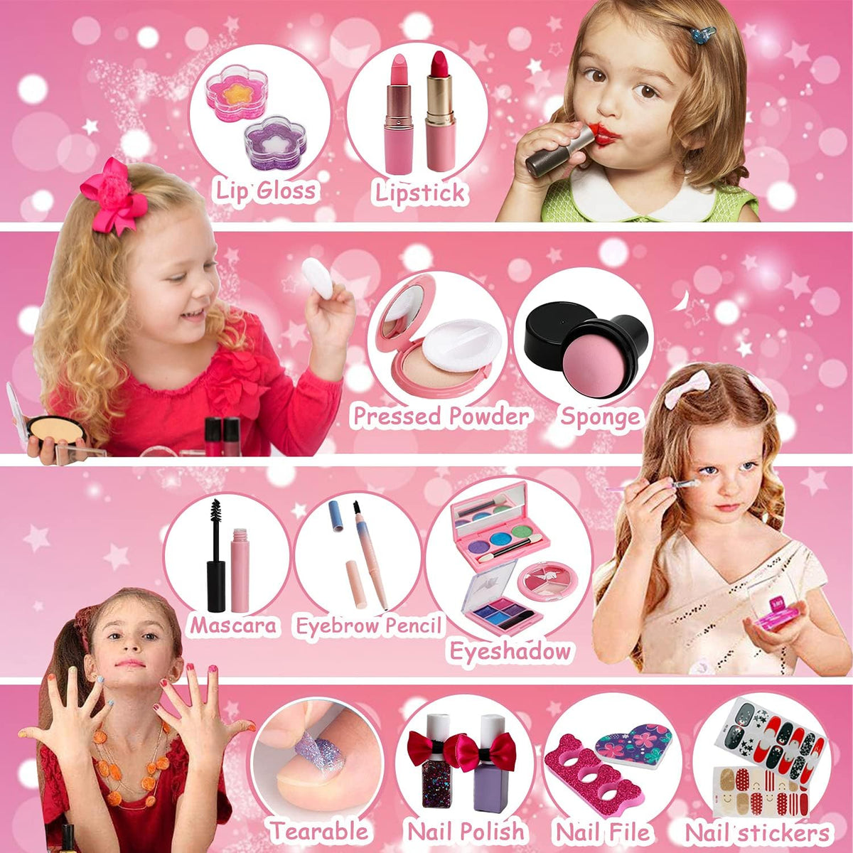 For Ideahome Juguetes de maquillaje lavables para niñas, juego de m...