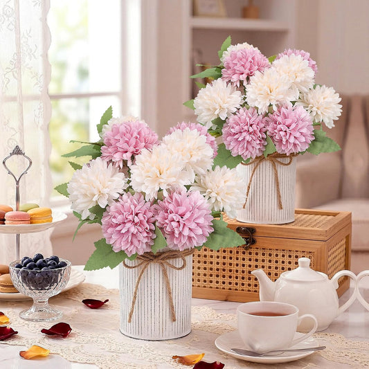 SEKNHOP Centros de mesa de flores prefabricados, juego de 6 crisant...