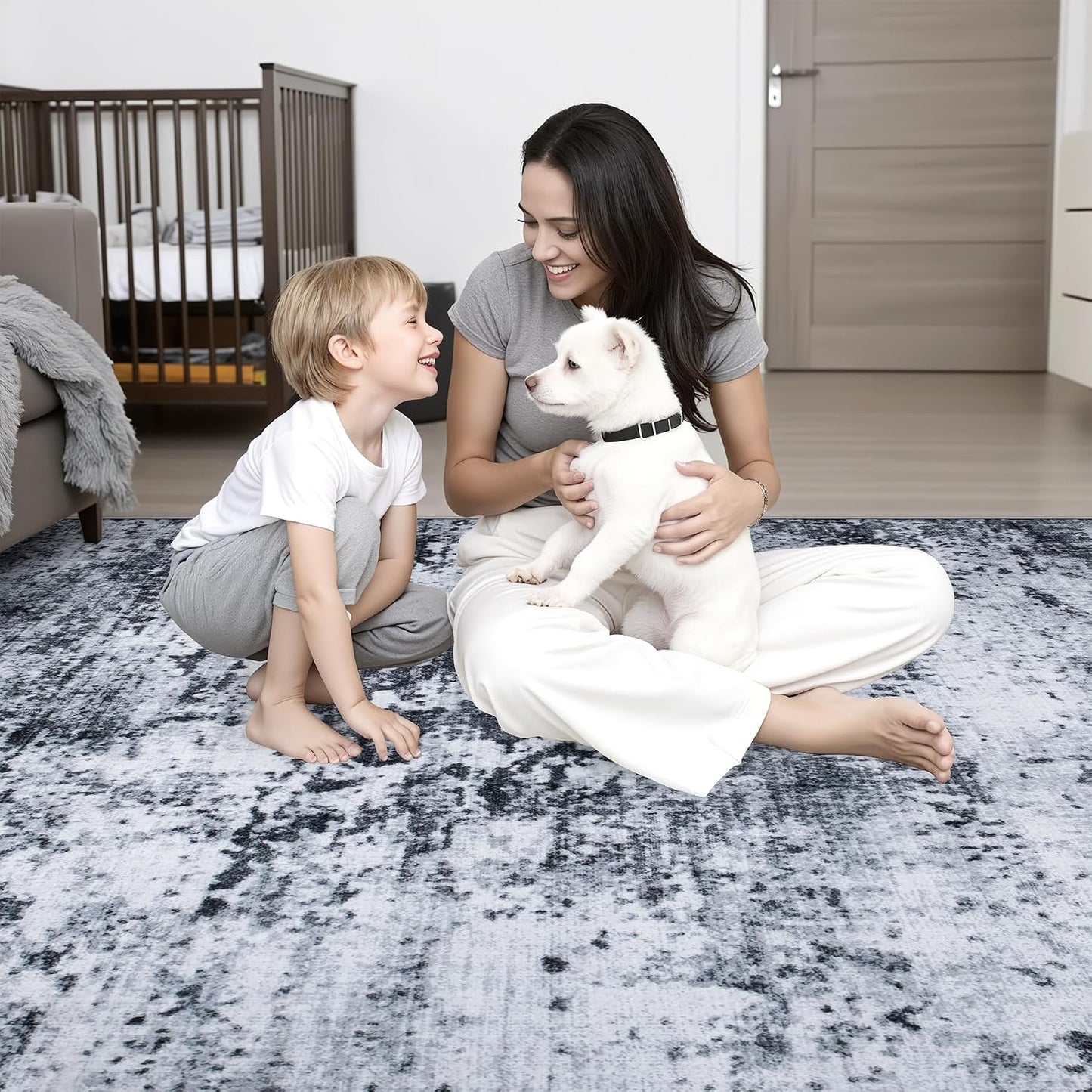 Alfombra de Área 8x10 pies para Sala de Estar: Alfombra Lavable Mod...