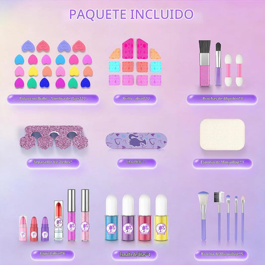 Juego de maquillaje para niños, 59 piezas, cosméticos auténticos la...