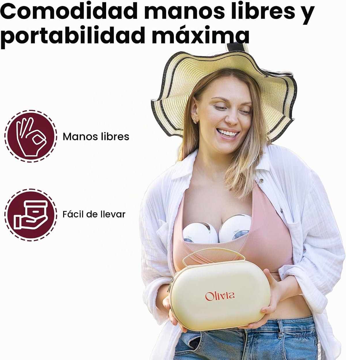 Olivia by Lolafo - Extractor de leche eléctrico portátil, manos lib...