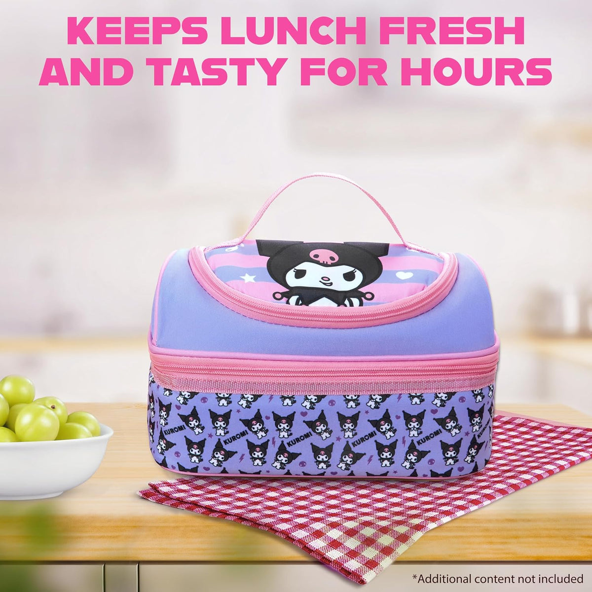 Get Trend Bolsa de almuerzo aislada Hello Kitty Kuromi de dos compa...