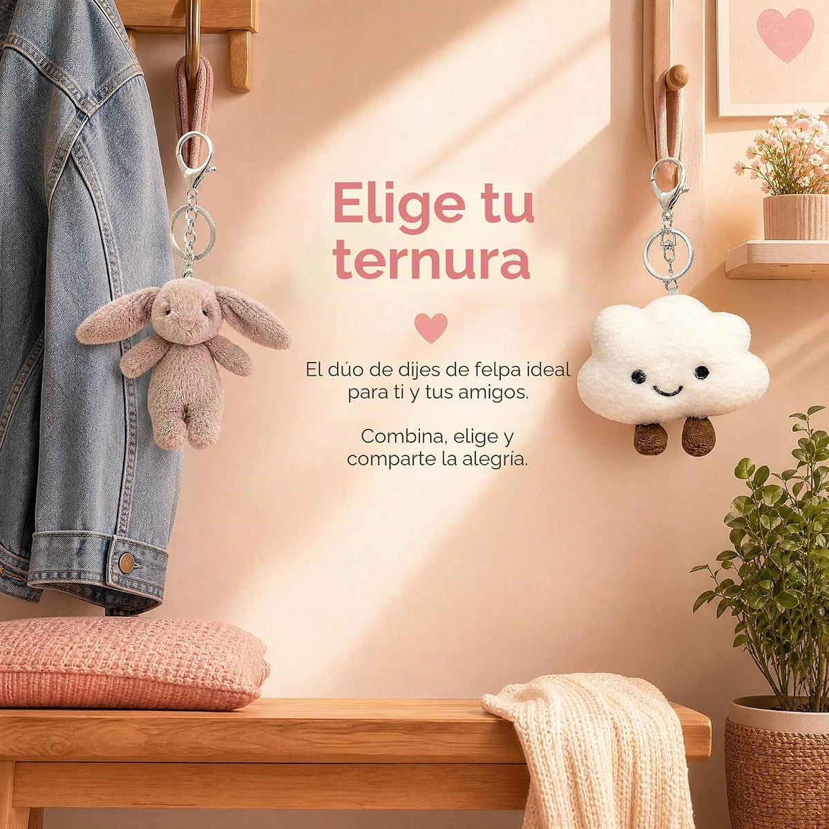 Miokkley Lindo llavero de peluche de conejo para mochila, mini llav...