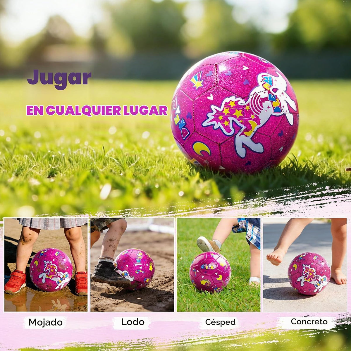 Balón de fútbol para niñas, balón de fútbol para niños de 4 a 8 año...