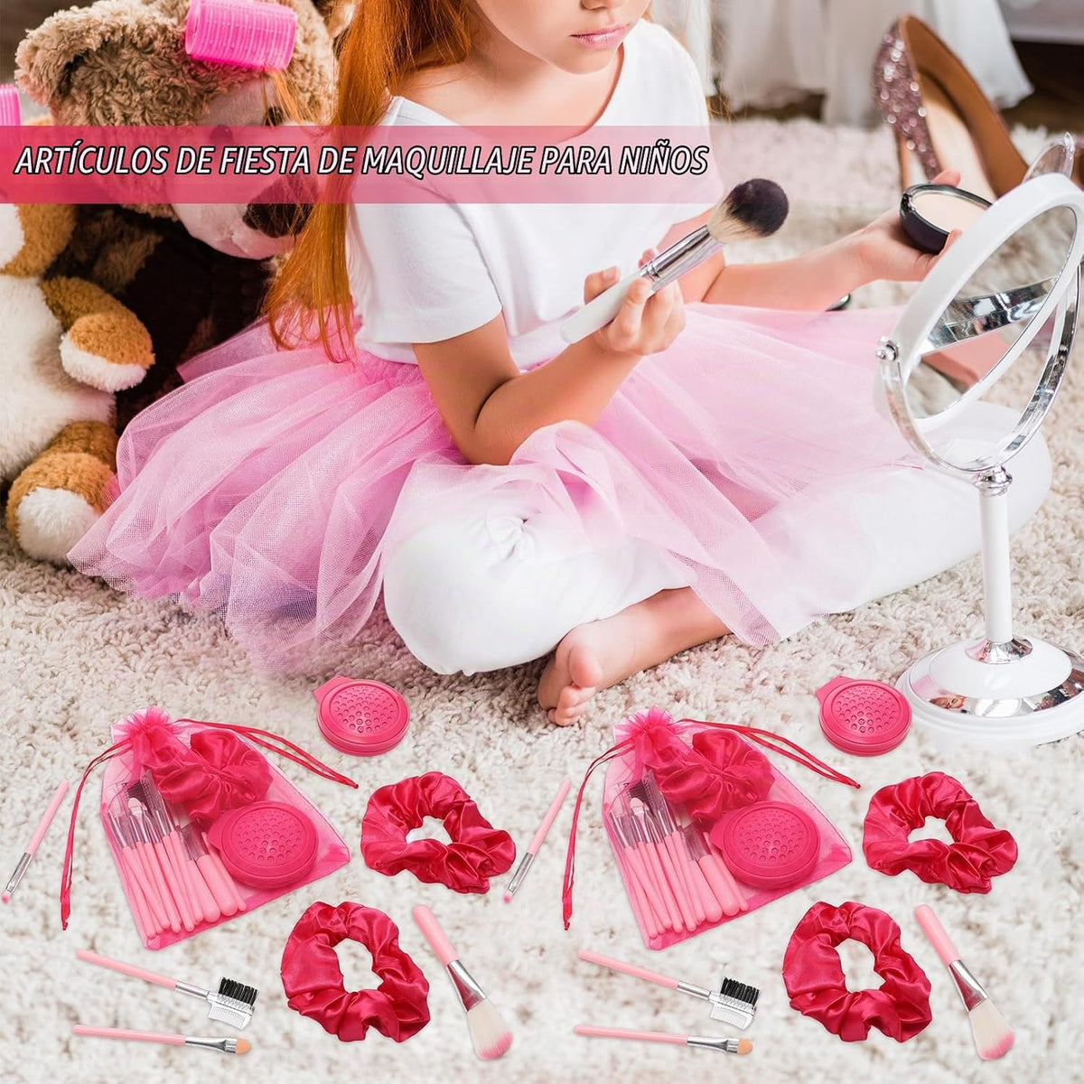 SiliFine - Juego de 48 piezas de recuerdos de fiesta rosa para niña...