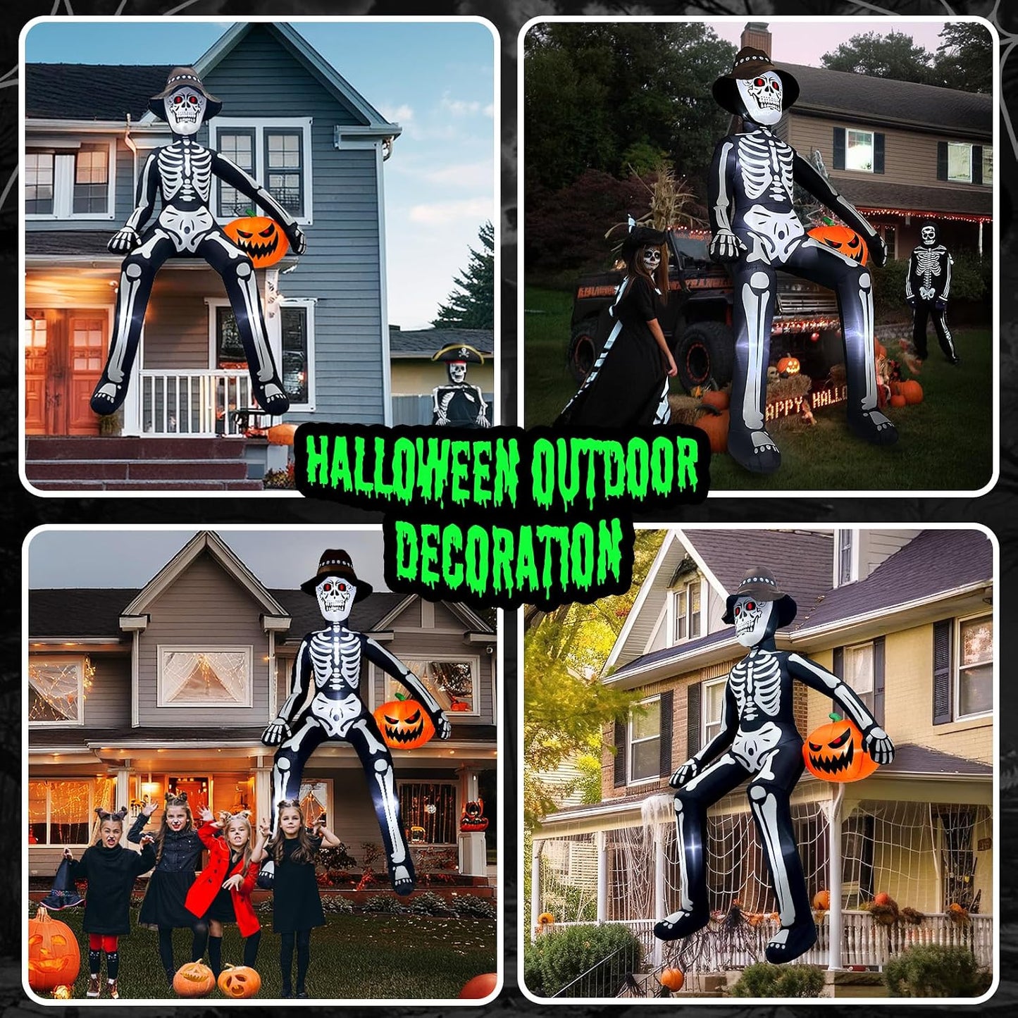 OurWarm Esqueleto gigante de 10 pies para decoración de Halloween p...