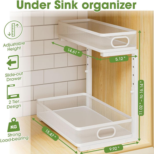 Organizador para debajo del fregadero, 4 unidades, estante de metal...