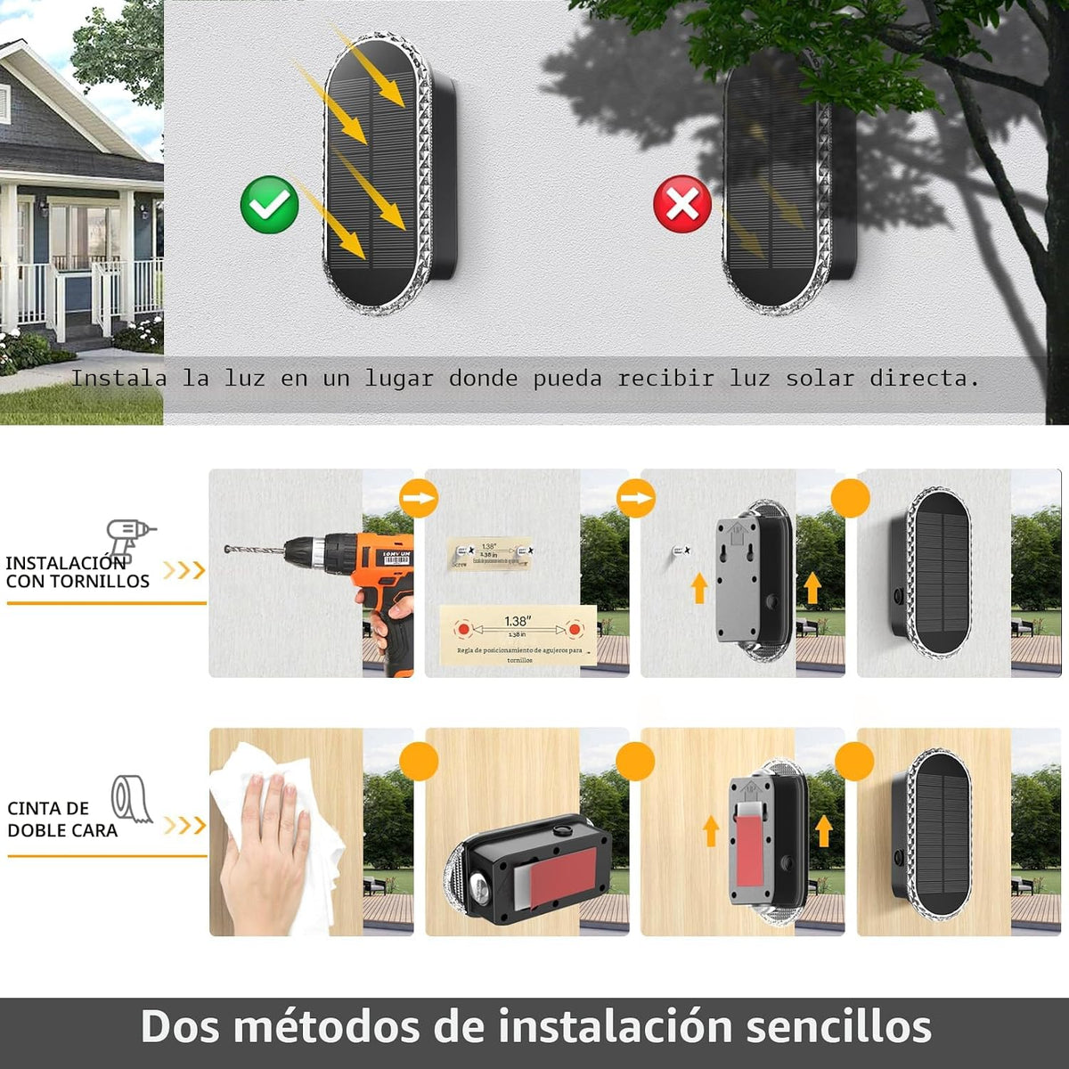 LIANGLOME - Paquete de 8 luces solares para vallas, luces solares p...