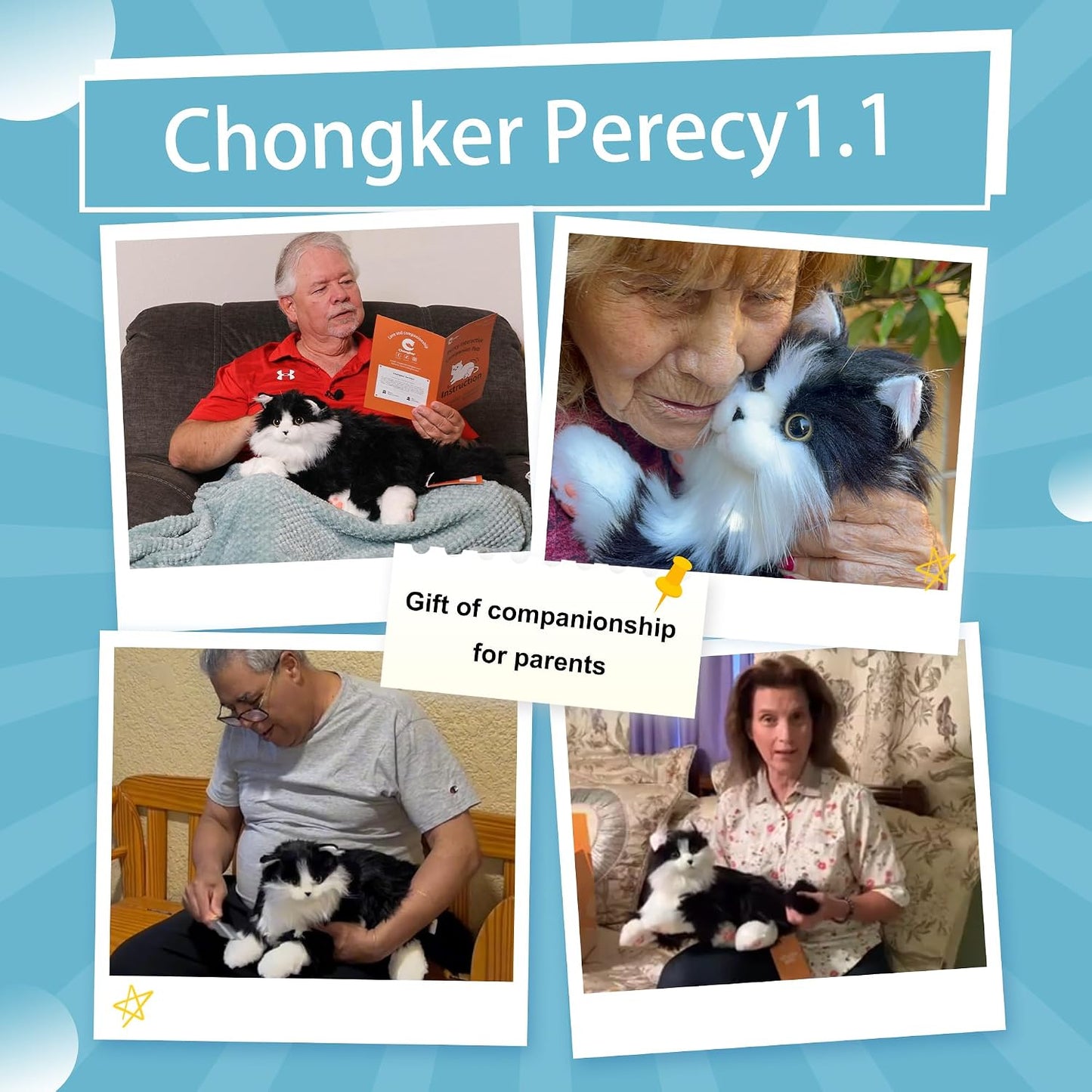 Chongker - Animales de peluche realistas para ancianos | Gato robót...
