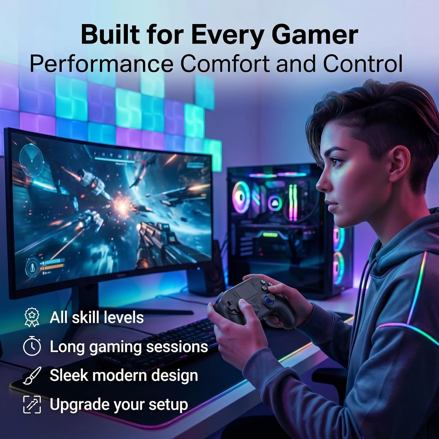 XENTRO Mando Inalámbrico Compatible con PS5, Mando Gaming Bluetooth...