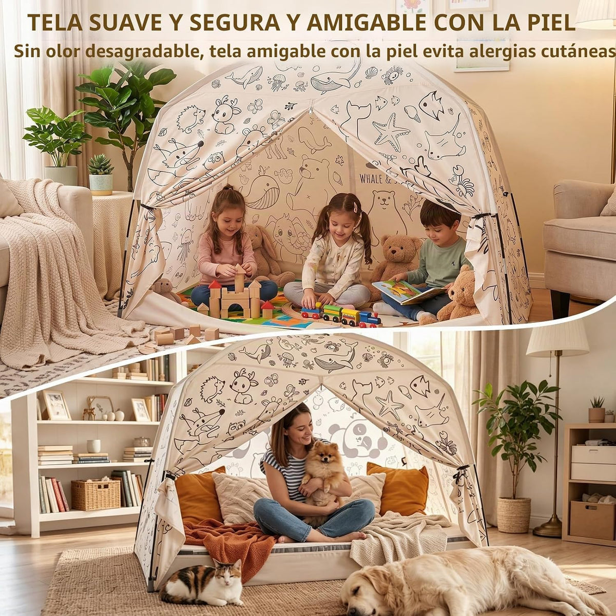 GOLDEN MARS Tienda de campaña grande para niños con pintura de graf...