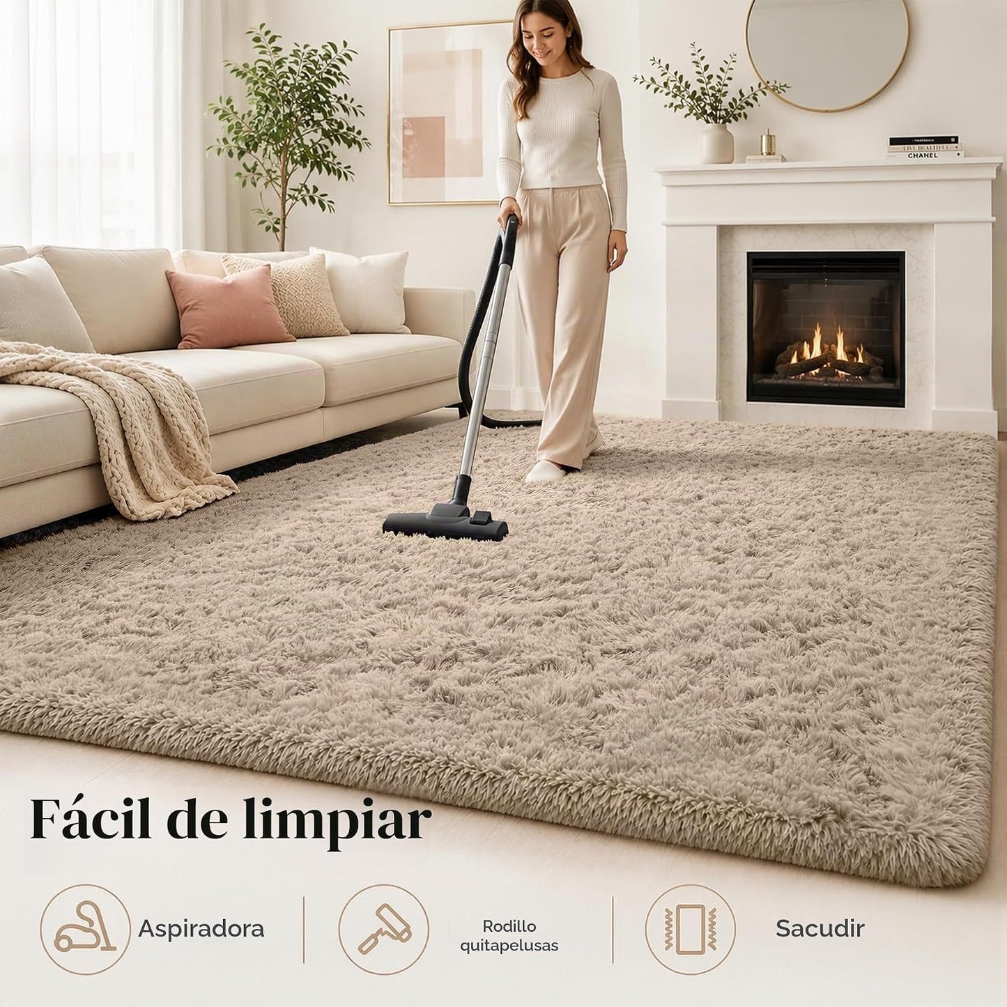 Alfombra de área para sala de estar y dormitorio: 9x12 camello suav...