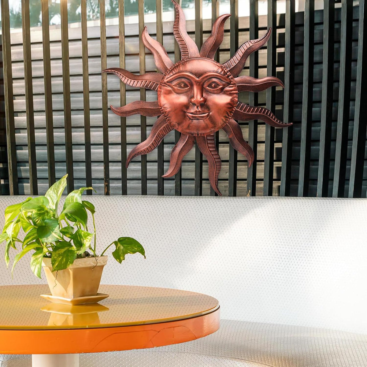 VCUTEKA Arte de pared de metal con sol de 27 pulgadas, decoración p...