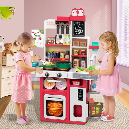Juego de Cocina Rojo para Niños, Set de Cocina para Niños Pequeños...