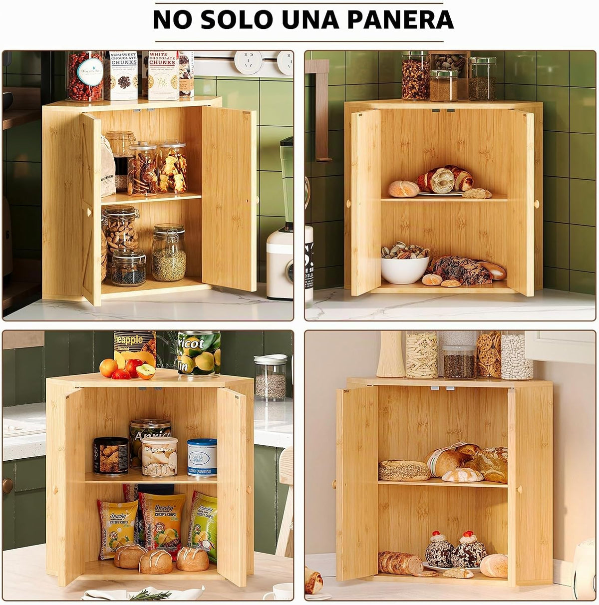 Trironsun Panera de esquina para encimera de cocina, contenedor de...