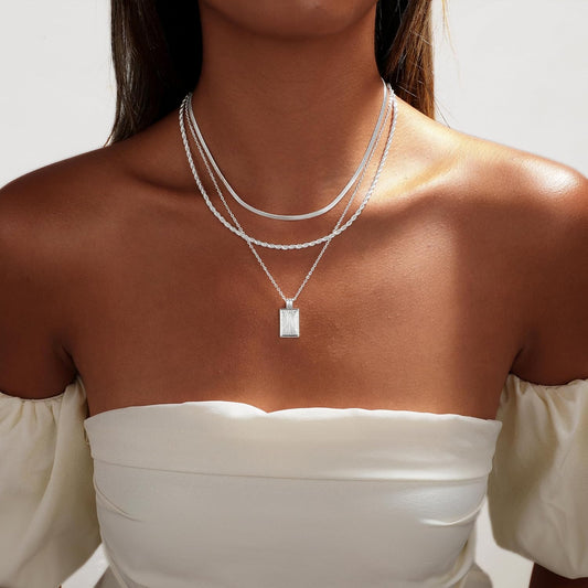 CAROVO Collar en capas de oro\/plata para mujer, chapado en oro\/pl...