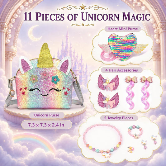 Juego de monedero de unicornio para niñas de 3 a 8 años, juguetes d...