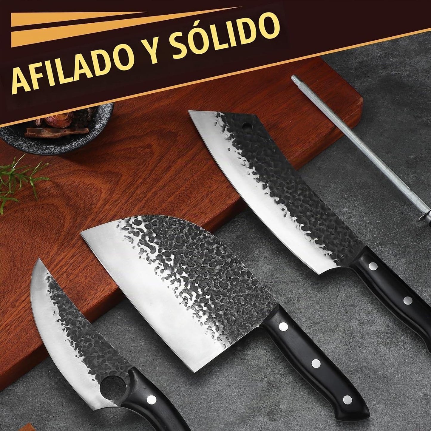 Golden Bird Juego de cuchillos de carnicero \u2013 4 piezas cuchill...