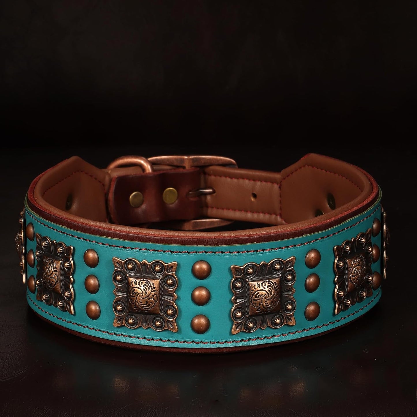 PET ARTIST Collar de perro de cuero acolchado mejorado, collares de...