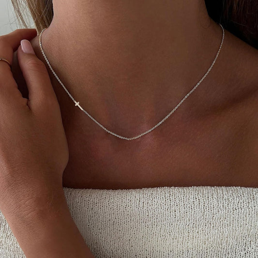 zvcofun Collar de cruz para mujer, delicado colgante de cruz chapad...