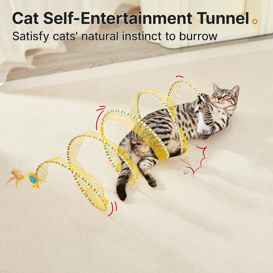Potaroma Juguete espiral del gato del túnel, túnel plegable del gat...