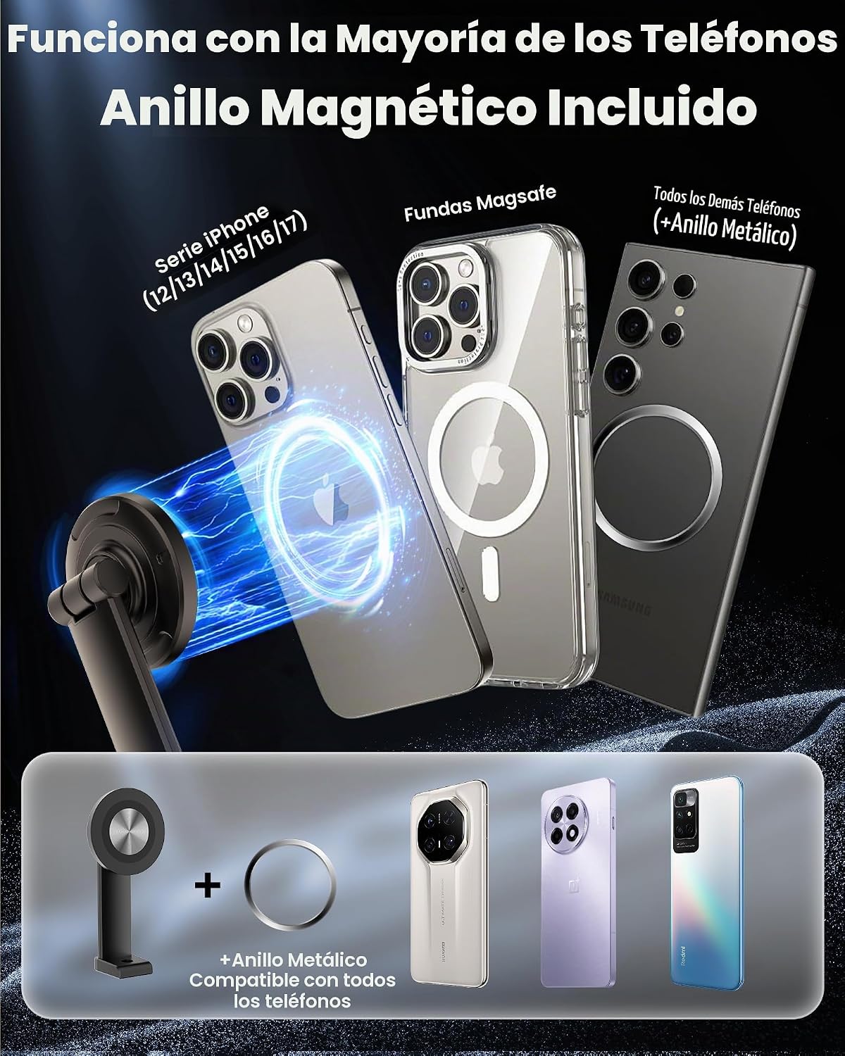 Anillo magnético de luz para cámara, soporte de teléfono para escri...