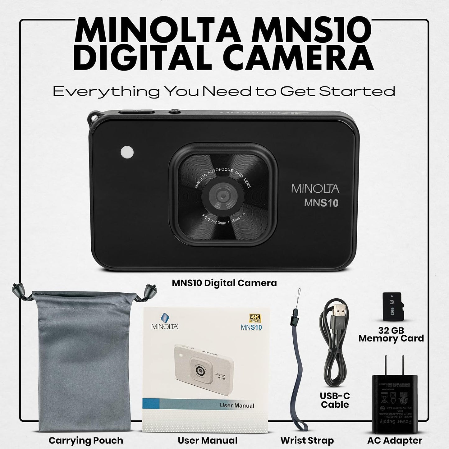 Minolta Cámara digital MNS10 48MP 4K Ultra HD - Negro | Aplicación...