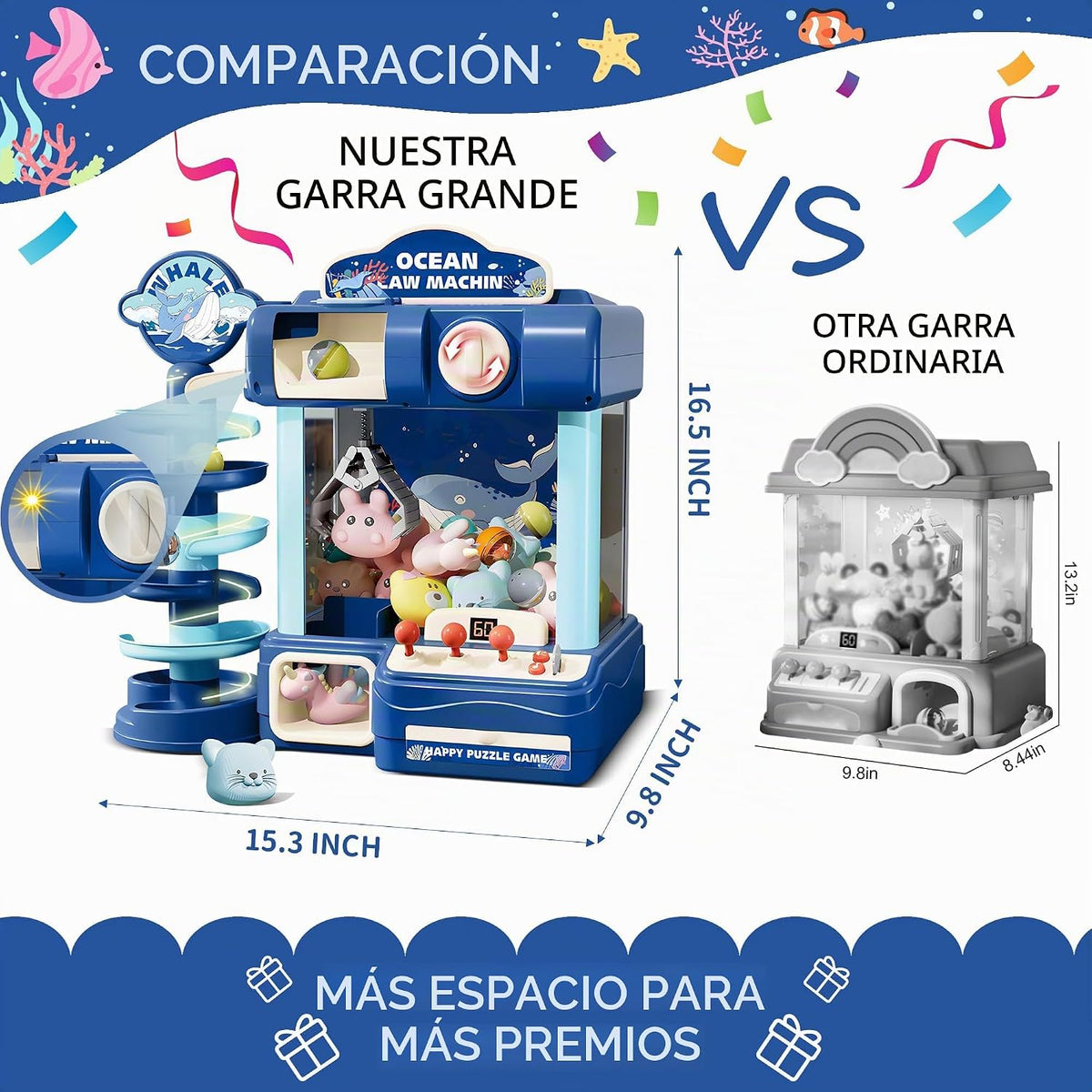ROHSCE Máquina de Garras para Niños, Juguete de Juego de Arcade par...