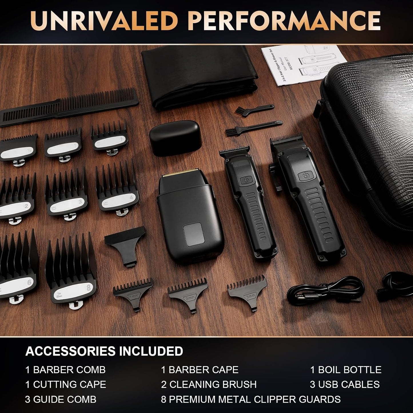 QREEYX Cortadora de pelo profesional para hombres, 3 en 1, cortador...