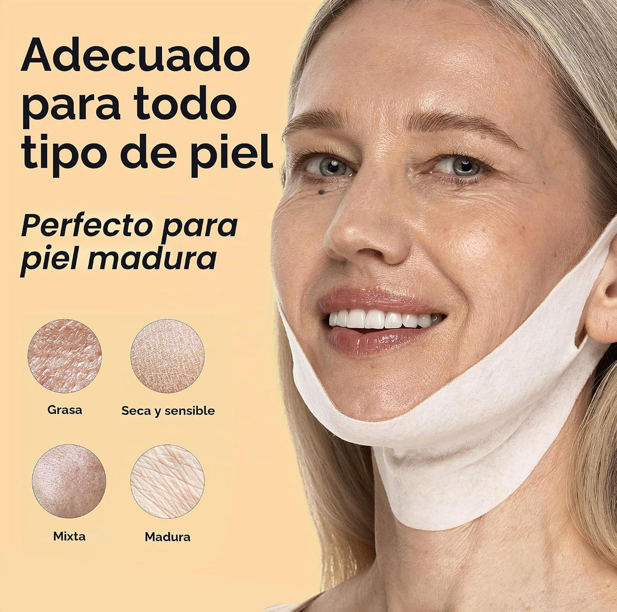 Máscara de elevación MAREE V Line - Cinta de elevación facial dorad...