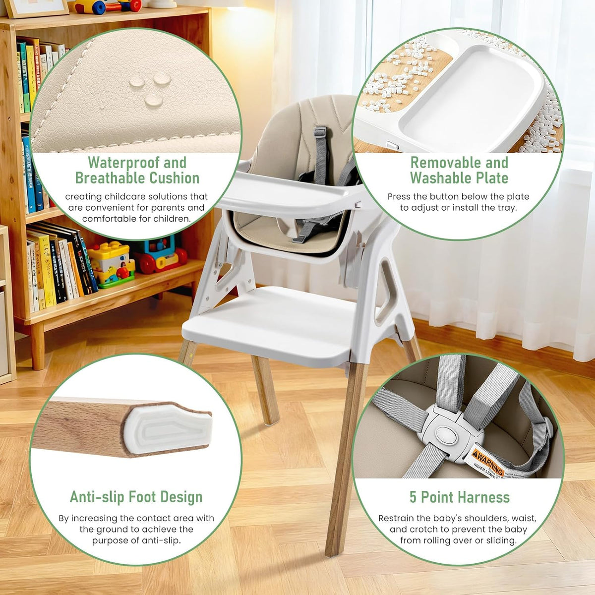 Silla alta para bebé, para bebés y niños pequeños, silla alta conve...