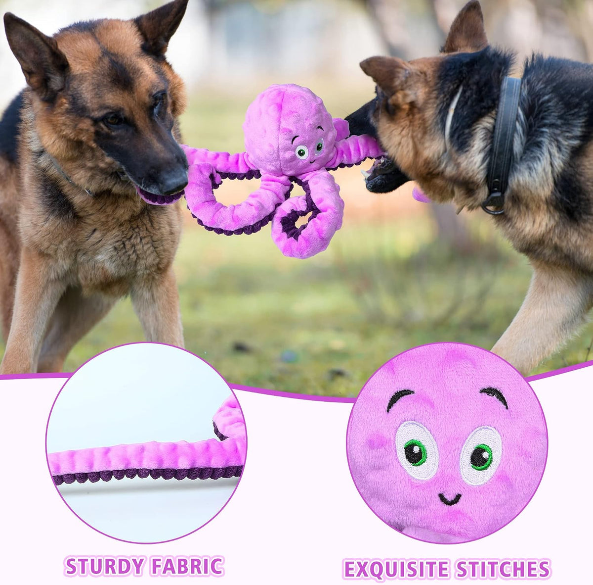 Juguetes chirriantes para perros, pulpo, juguetes de felpa resisten...