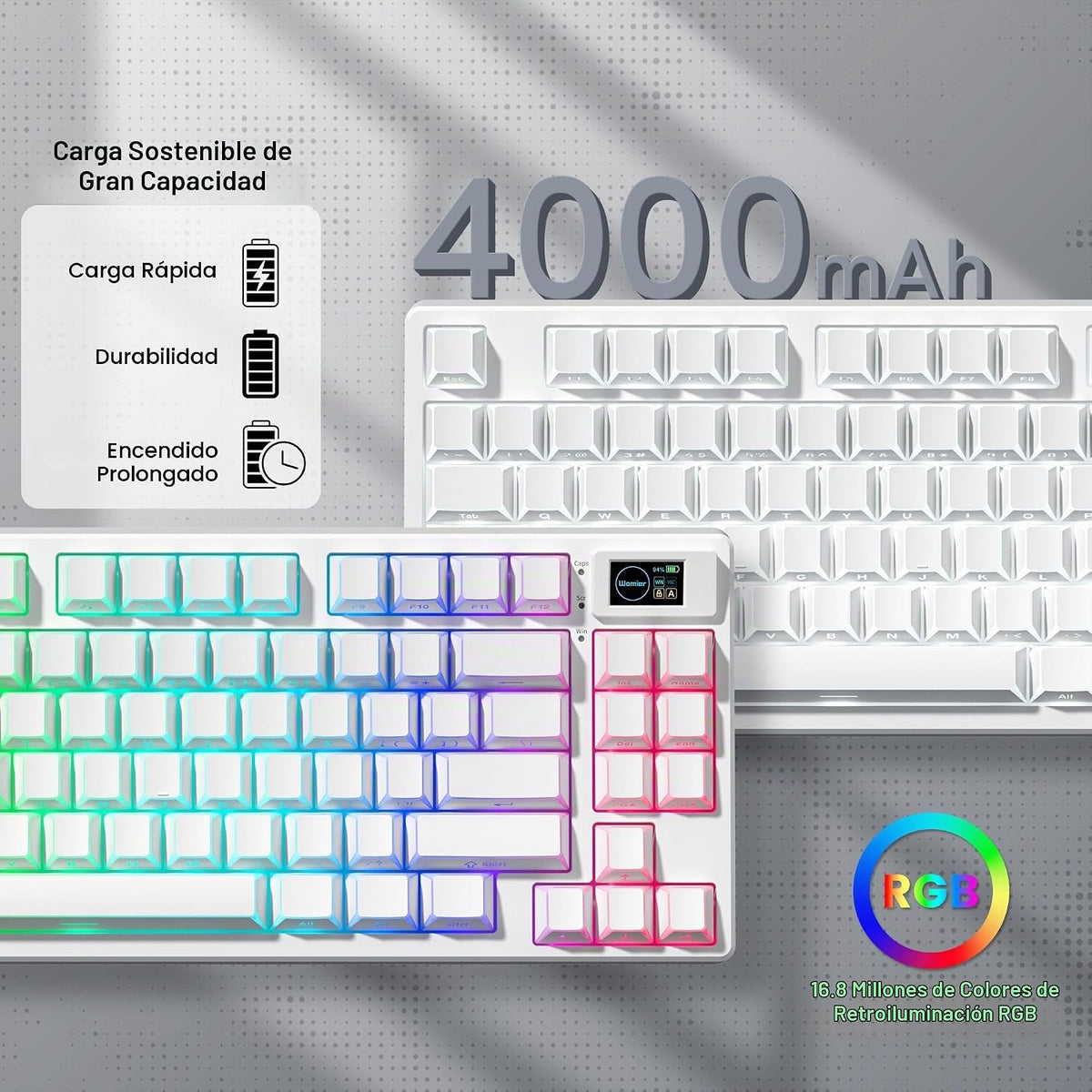 Womier Teclado mecánico inalámbrico 75% con pantalla multimedia a c...