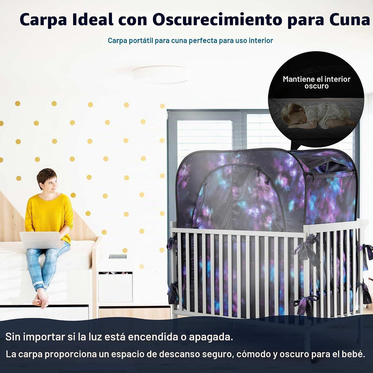 Poray - Tienda de campaña de privacidad para bebé, para cuna de dor...