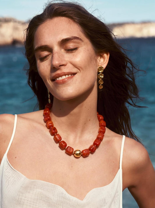 INNERDIVA Joyería de playa de verano, collar de cuentas gruesas par...