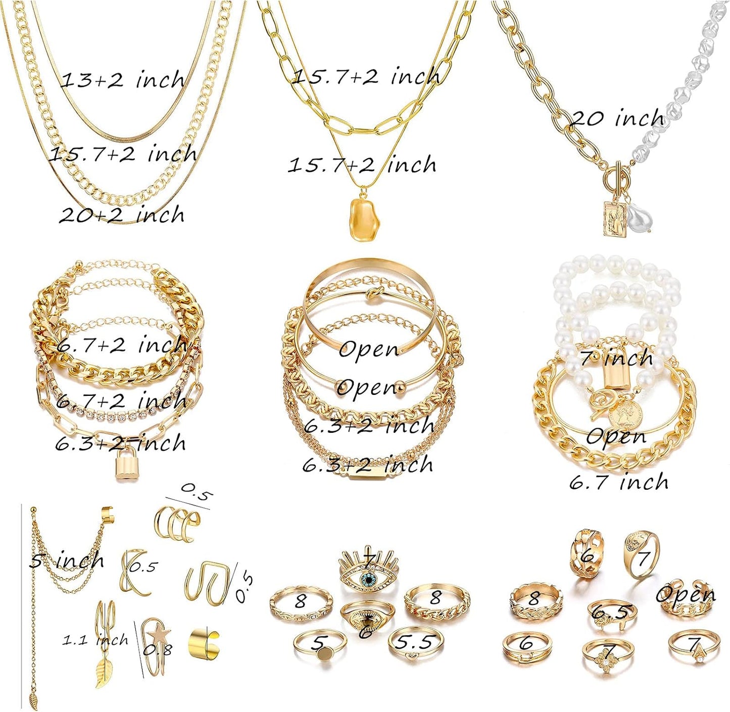IFKM Juego de joyas chapadas en oro para mujer, collares de múltipl...