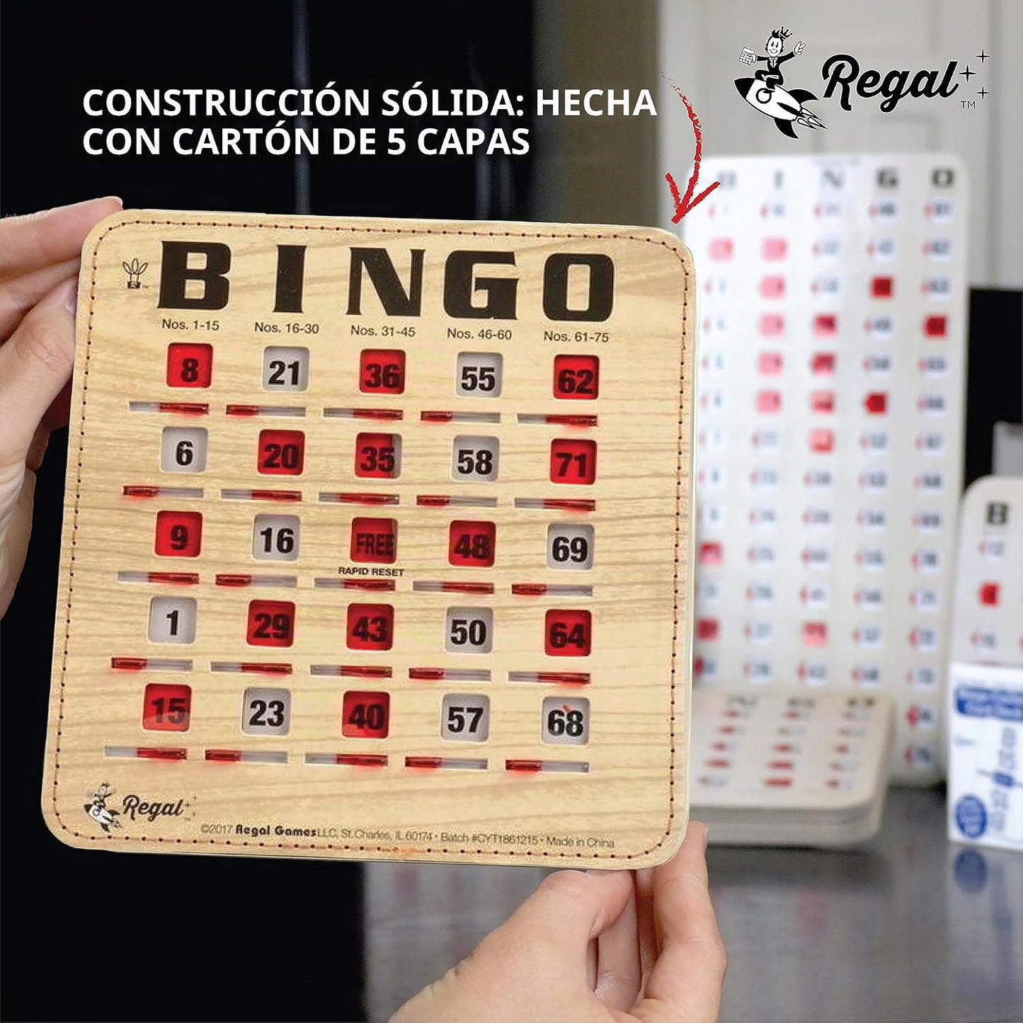 Regal Bingo - Tarjetas de bingo a granel con ventanas deslizantes,...