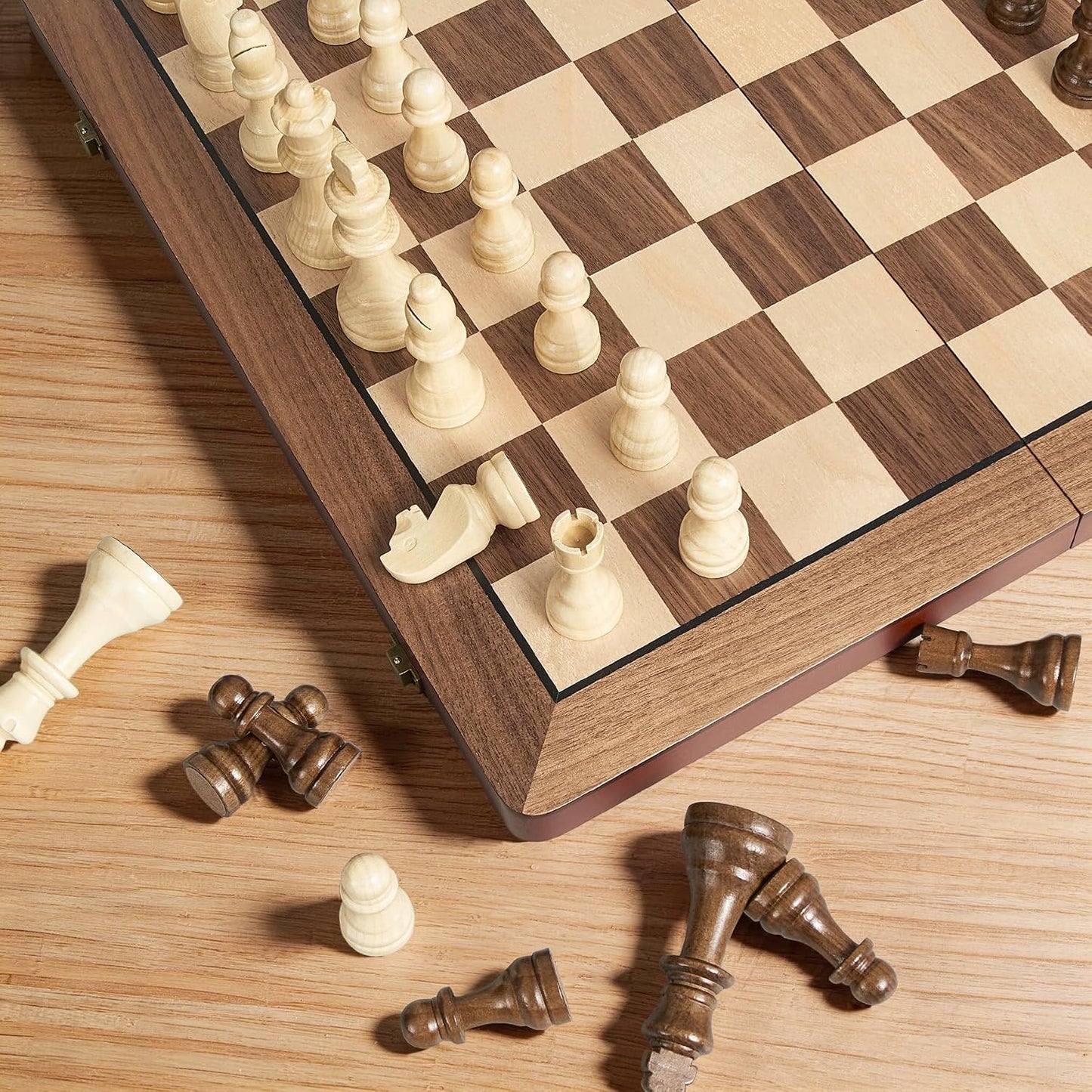 Juego de ajedrez magnético de madera de 17 pulgadas para adultos y...